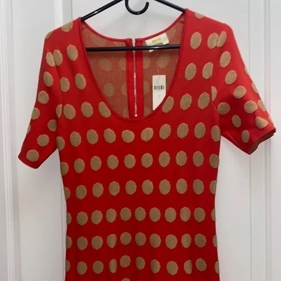 NWT Anthropologie Maeve tonal polka dot knit fit and flare dress size small